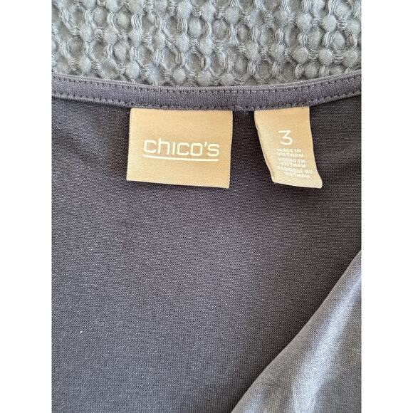 Chicos Mock Wrap Blouse Sueded Polyester Material Charcoal Blue Size 3 = XL 16 - Picture 3 of 6